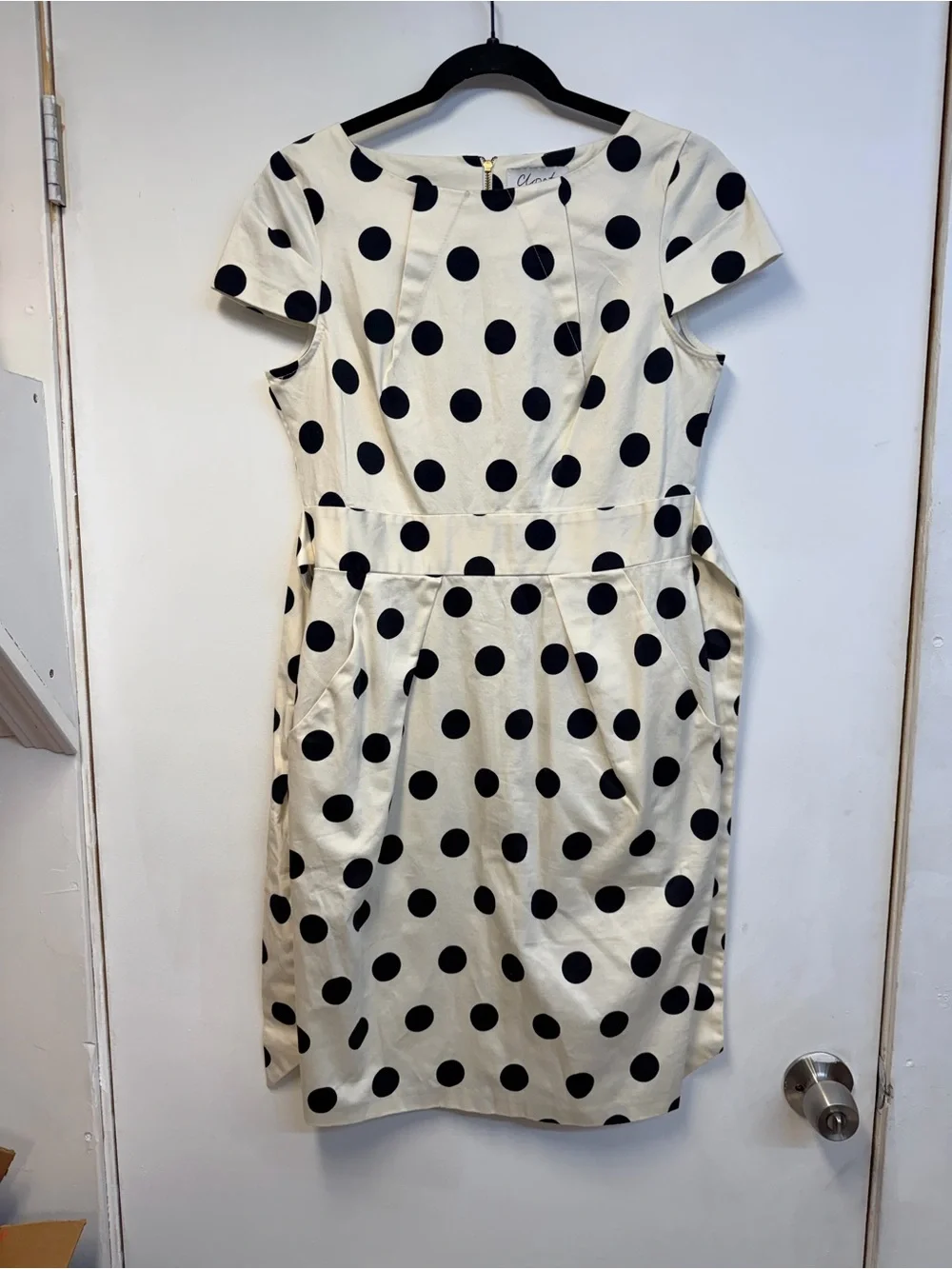 Closet Cream Mini Dress with Black Polka Dots - Picture 5 of 6